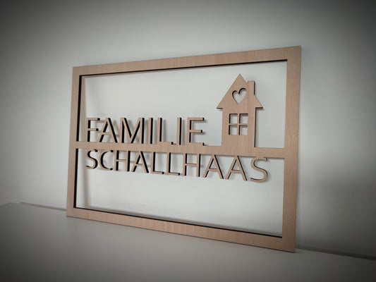 Personalisiertes Türschild eckig aus Buchenholz 29x20cm - Die Bildschneiderei