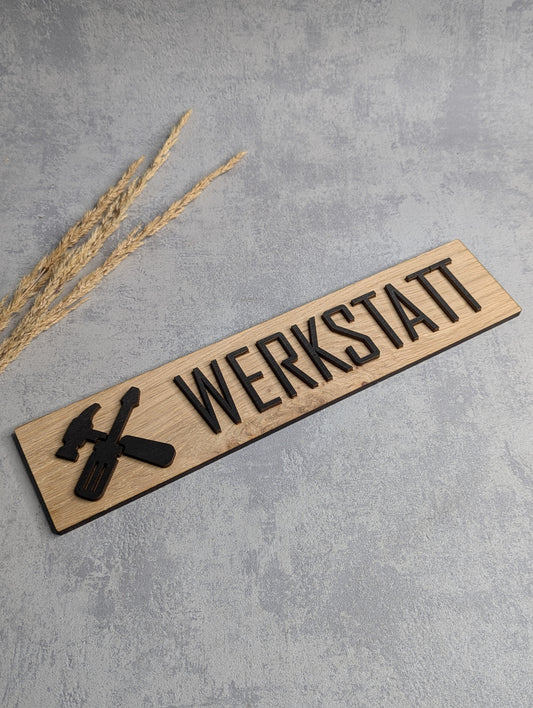 Werkstattschild Eichenholz - Die Bildschneiderei