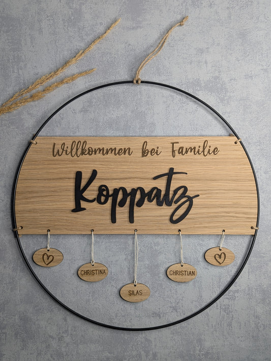 Türschild mit Familiennamen - Personalisiert aus Holz