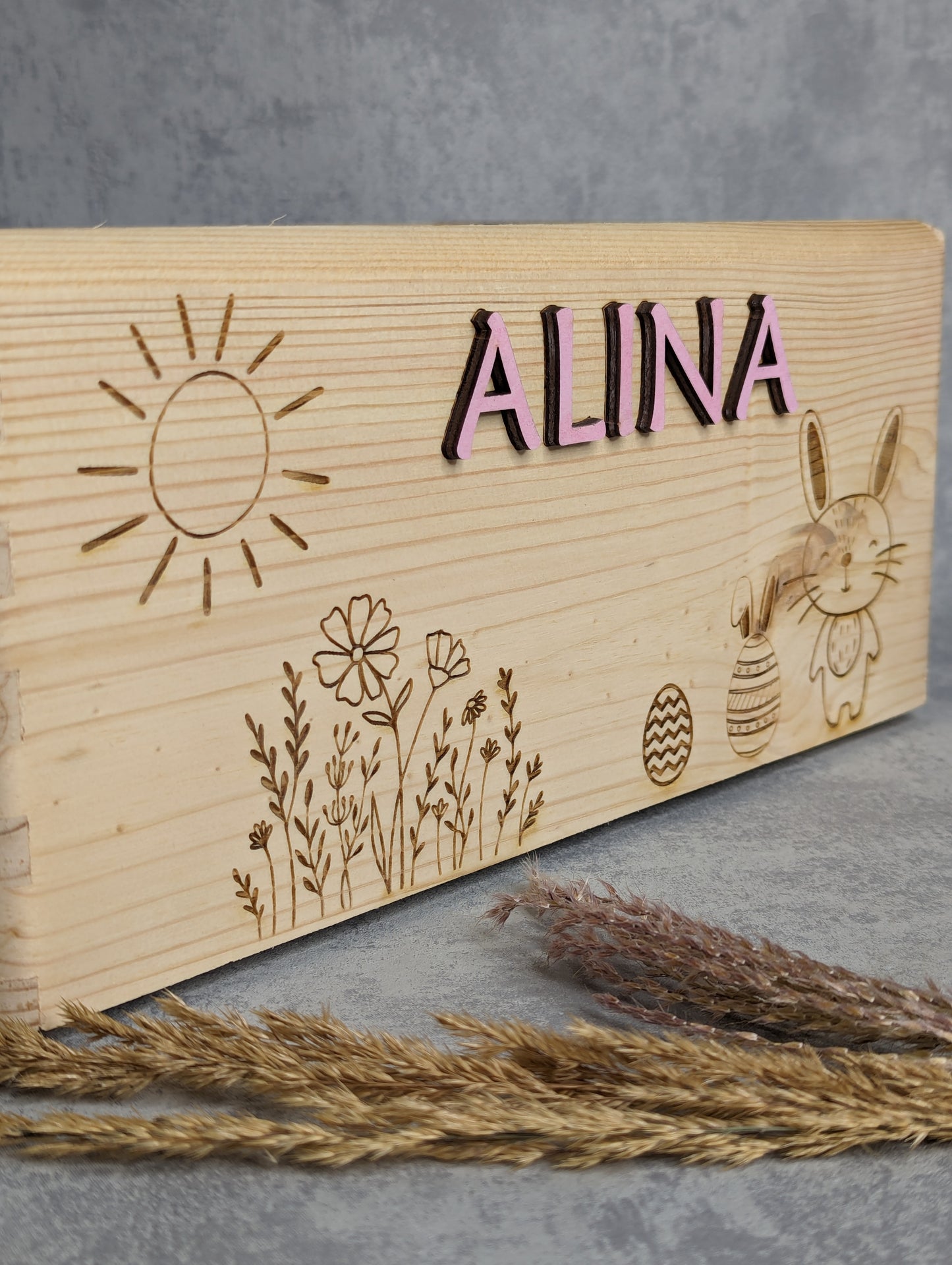 Personalisiertes Osternest aus Holz - Nachhaltige Osterdeko für Kinder - Die Bildschneiderei