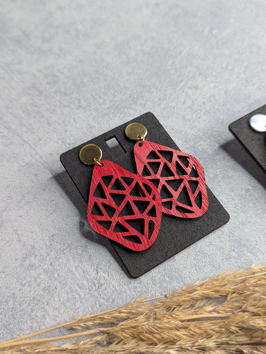 Ohrringe Raute Eichenholz Rot