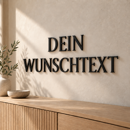 Schwarze 3D-Wandbuchstaben DEIN WUNSCHTEXT mit 12 cm Buchstabenhöhe in der Schriftart Forum
