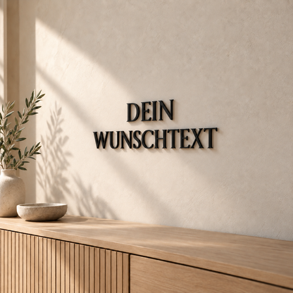 Schwarze 3D-Wandbuchstaben DEIN WUNSCHTEXT mit 8 cm Buchstabenhöhe in der Schriftart Forum