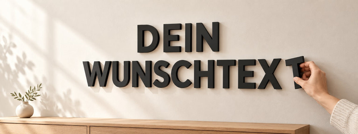 Individuelle 3D-Wandbuchstaben – Dein Wunschtext wird an einer Wand montiert