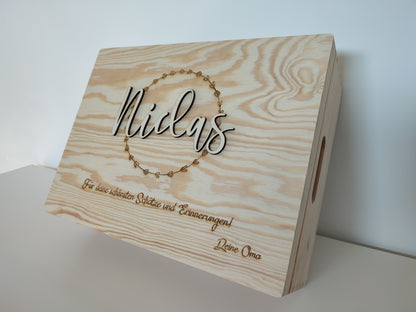 Memory box with a saying of your choice