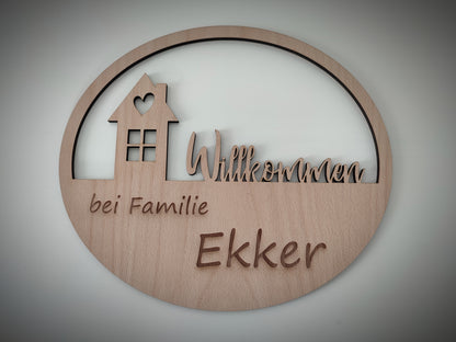 Personalisiertes Türschild Willkommen - Die Bildschneiderei