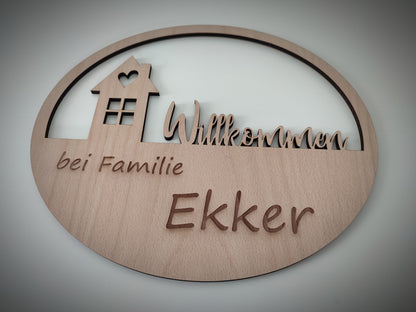 Personalisiertes Türschild Willkommen - Die Bildschneiderei