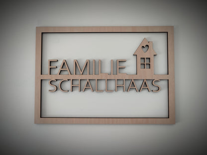 Personalisiertes Türschild eckig aus Buchenholz 29x20cm - Die Bildschneiderei
