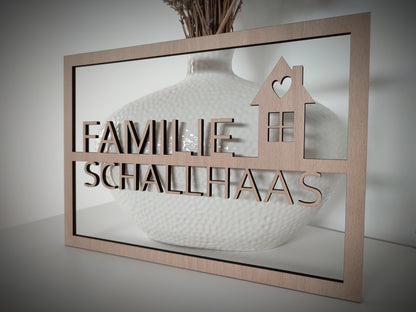 Personalisiertes Türschild eckig aus Buchenholz 29x20cm - Die Bildschneiderei