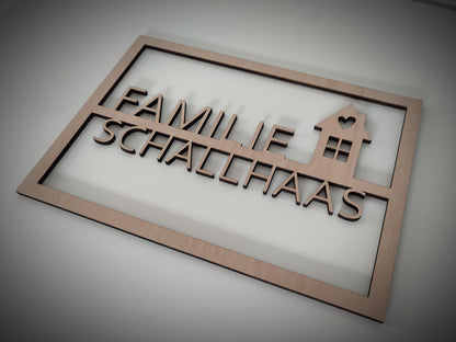 Personalisiertes Türschild eckig aus Buchenholz 29x20cm - Die Bildschneiderei