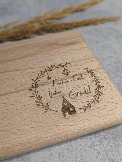 Personalisiertes Jausenbrett Weihnachten - Die Bildschneiderei