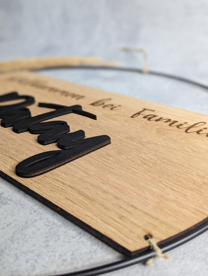 Personalisiertes Türschild aus Holz und Metall 30/40cm - Die Bildschneiderei