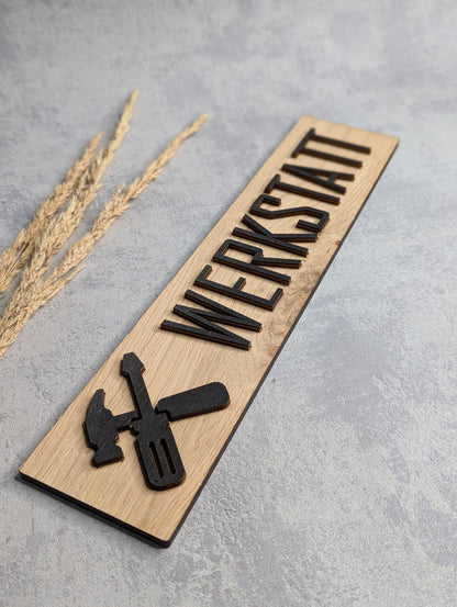 Werkstattschild Eichenholz - Die Bildschneiderei