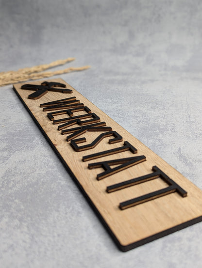 Werkstattschild Eichenholz - Die Bildschneiderei