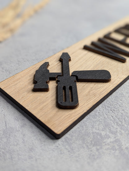 Werkstattschild Eichenholz - Die Bildschneiderei