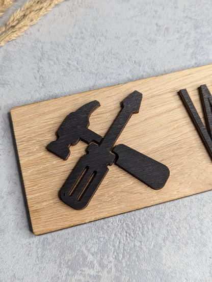 Werkstattschild Eichenholz - Die Bildschneiderei