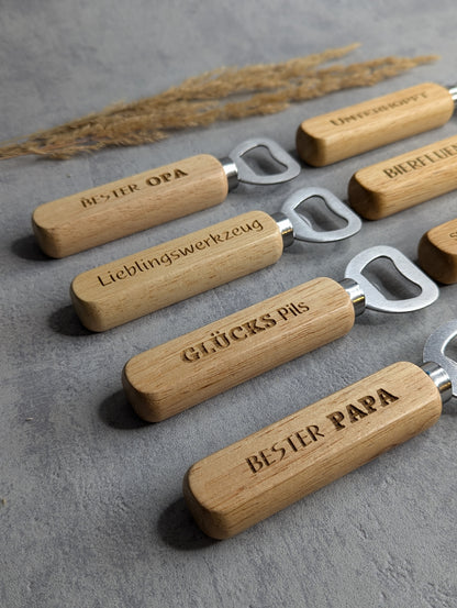 Flaschenöffner mit Gravur – verschiedene Sprüche - Die Bildschneiderei