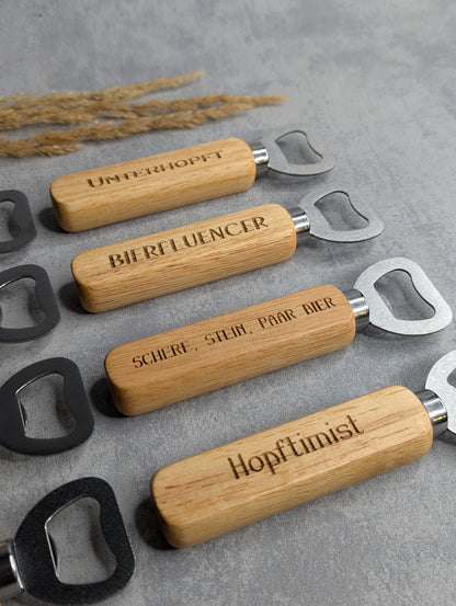 Flaschenöffner mit Gravur – verschiedene Sprüche - Die Bildschneiderei