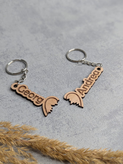 Schlüsselanhänger Herz mit 2 Namen personalisiert - Die Bildschneiderei