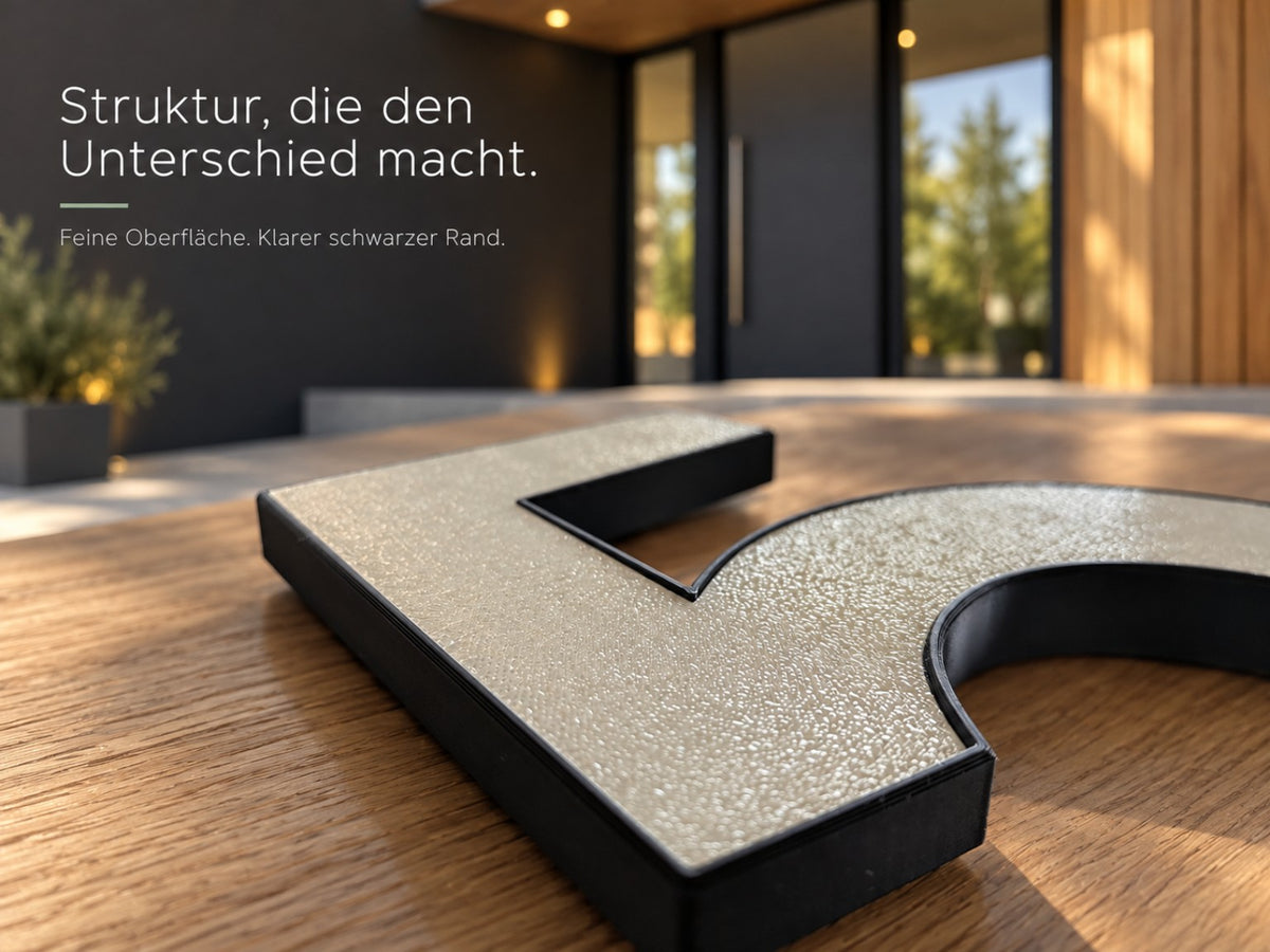 Detail der strukturierten hellen Oberfläche und des schwarzen Randes