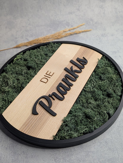 Personalisiertes Türschild mit echtem Moos - Die Bildschneiderei