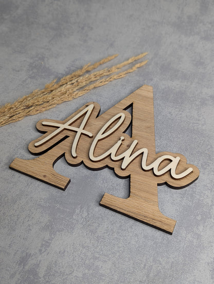 Personalisierte Holz-Namensschilder – Buchstaben mit Schriftzug - Die Bildschneiderei