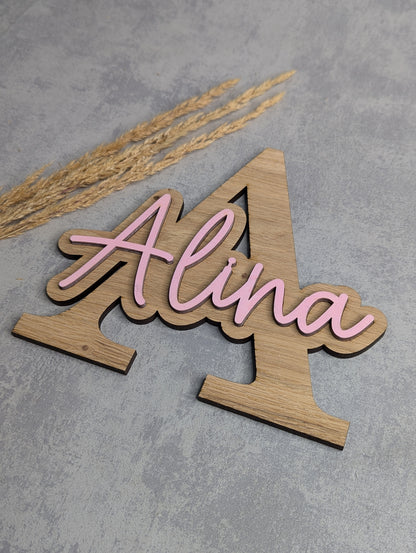 Personalisierte Holz-Namensschilder – Buchstaben mit Schriftzug - Die Bildschneiderei