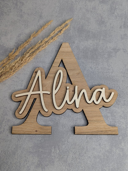 Personalisierte Holz-Namensschilder – Buchstaben mit Schriftzug - Die Bildschneiderei