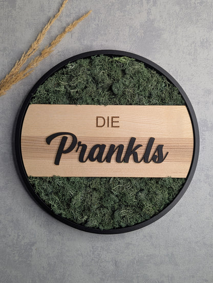 Personalisiertes Türschild mit echtem Moos - Die Bildschneiderei