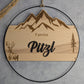 Familienschild Holz mit Bergmotiv & Hirsch