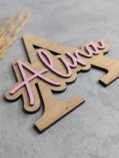 Personalisierte Holz-Namensschilder – Buchstaben mit Schriftzug - Die Bildschneiderei