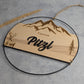 Familienschild Holz mit Bergmotiv & Hirsch