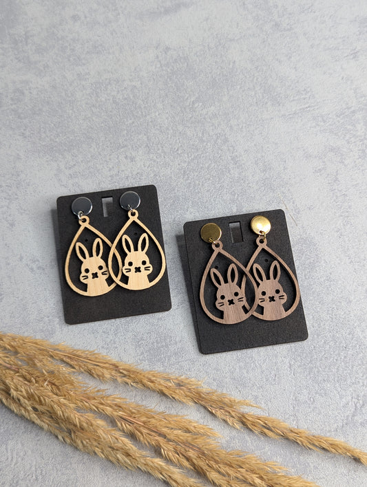 Ohrringe Hasen Holz