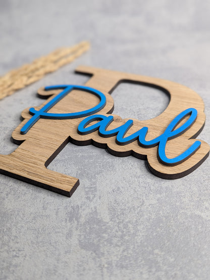 Personalisierte Holz-Namensschilder – Buchstaben mit Schriftzug - Die Bildschneiderei