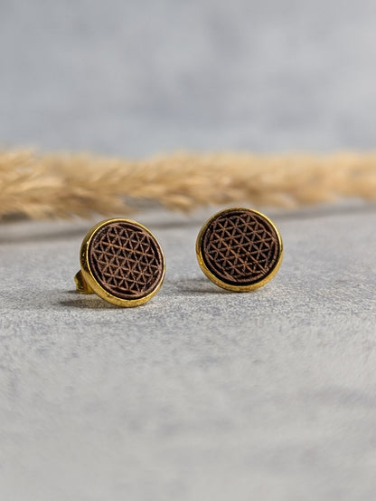Ohrstecker aus Holz (Lebensblume 12mm) - Die Bildschneiderei