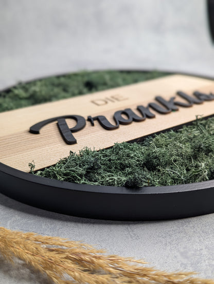 Personalisiertes Türschild mit echtem Moos - Die Bildschneiderei