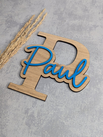 Personalisierte Holz-Namensschilder – Buchstaben mit Schriftzug - Die Bildschneiderei