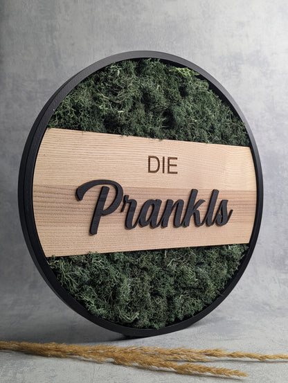 Personalisiertes Türschild mit echtem Moos - Die Bildschneiderei